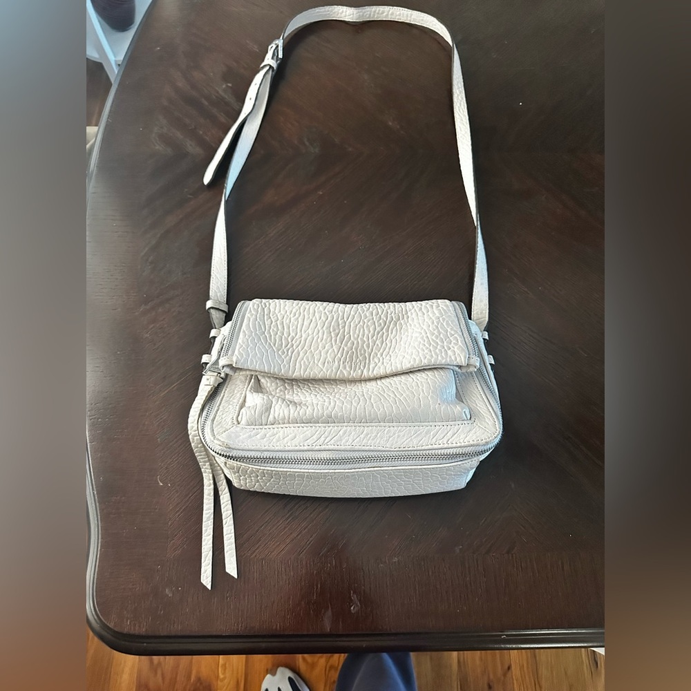 Aimee Kestenberg white pebbled leather Bali crossbody bag